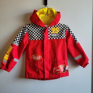Disney/Pixar Rust-eze Boys Hooded Rain Jacket, Attached Carry Bag,  Size 5/6